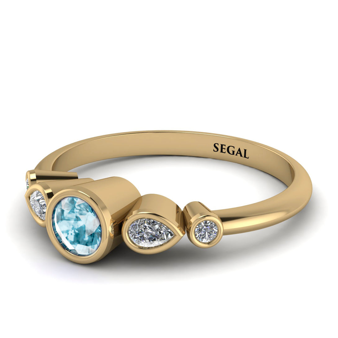 Bezel Symmetrical Aquamarine Ring - Ivy No. 401